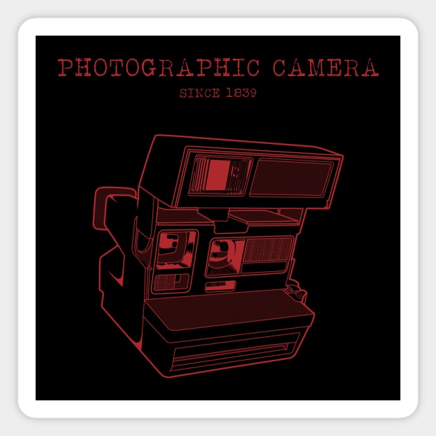 PHOTOGRAPHIC CAMERA red version / Vintage Camera Tshirt Magnet by leepianti